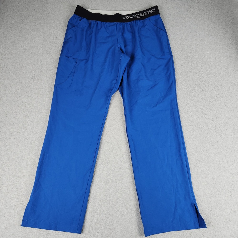 Skechers Barco Uniforms Scrub Pants Womens L Blue Four-Way‎ Stretch Straight Leg
